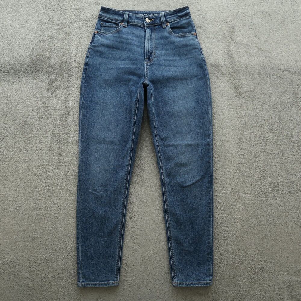 American Eagle Mom Jeans Women's Size 0R Blue High-Rise Denim Pants 27" Inseam